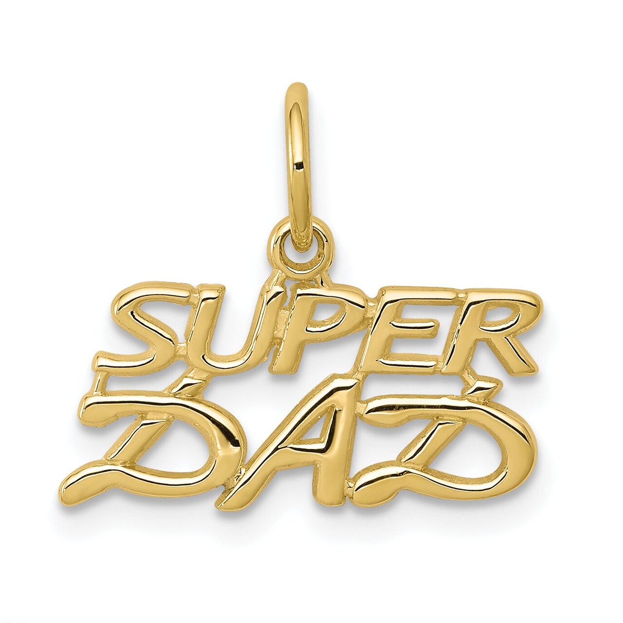 10K Yellow Gold Super Dad Charm Daddy Father Pendant Jewerly 15mm x 17mm